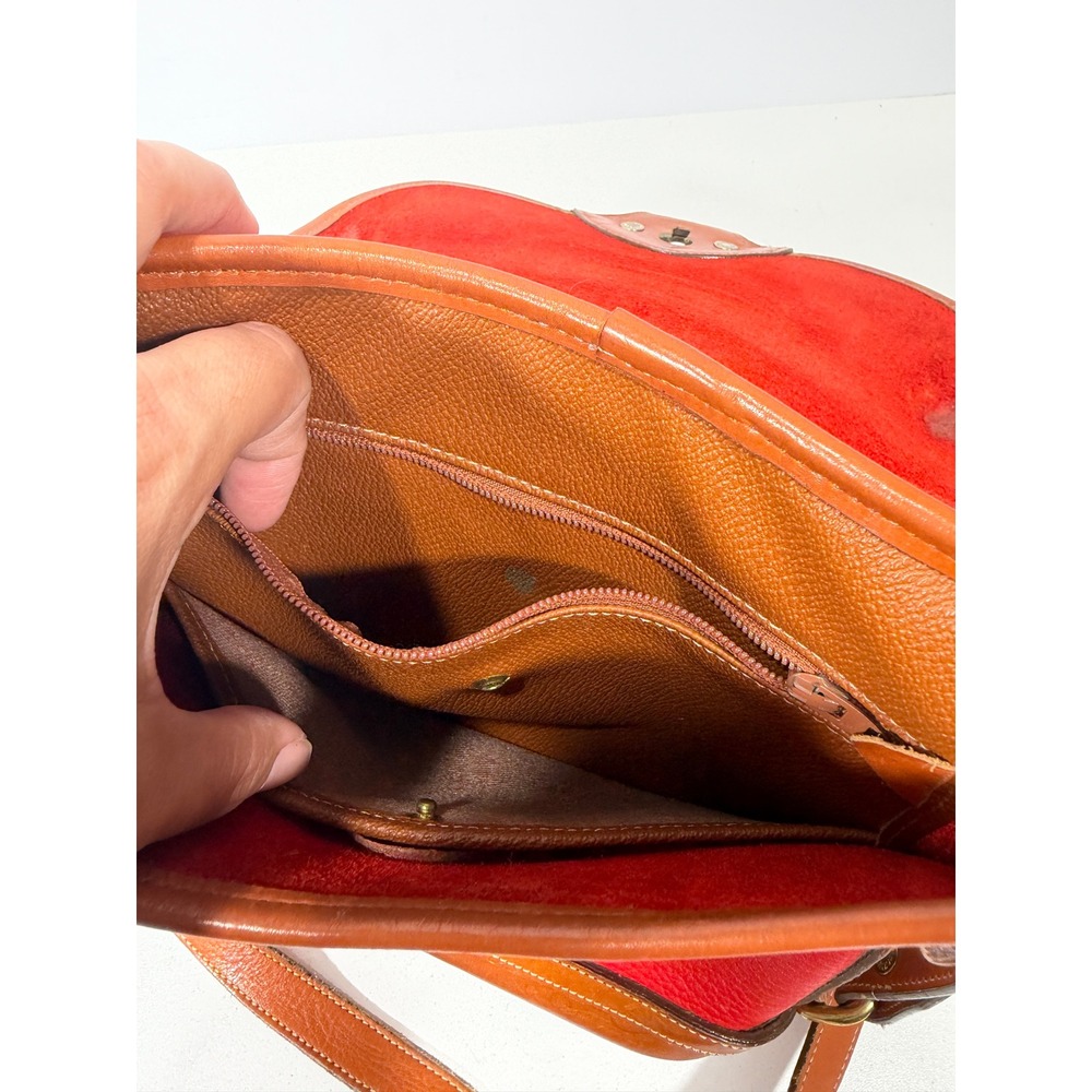 Dooney & Bourke Vintage All Weather Leather Crossbody Bag Red Tan USA Made - Picture 13 of 16